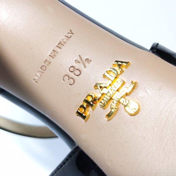 2-Day Sale* PRADA Shoes 38.5 Black Patent Leather Stiletto Pumps Womens 8 - Picture 7 of 7